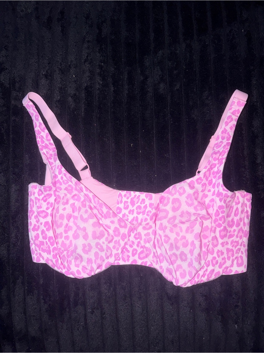 Pink Leopard Print Underwire Bra with Adjustable Straps